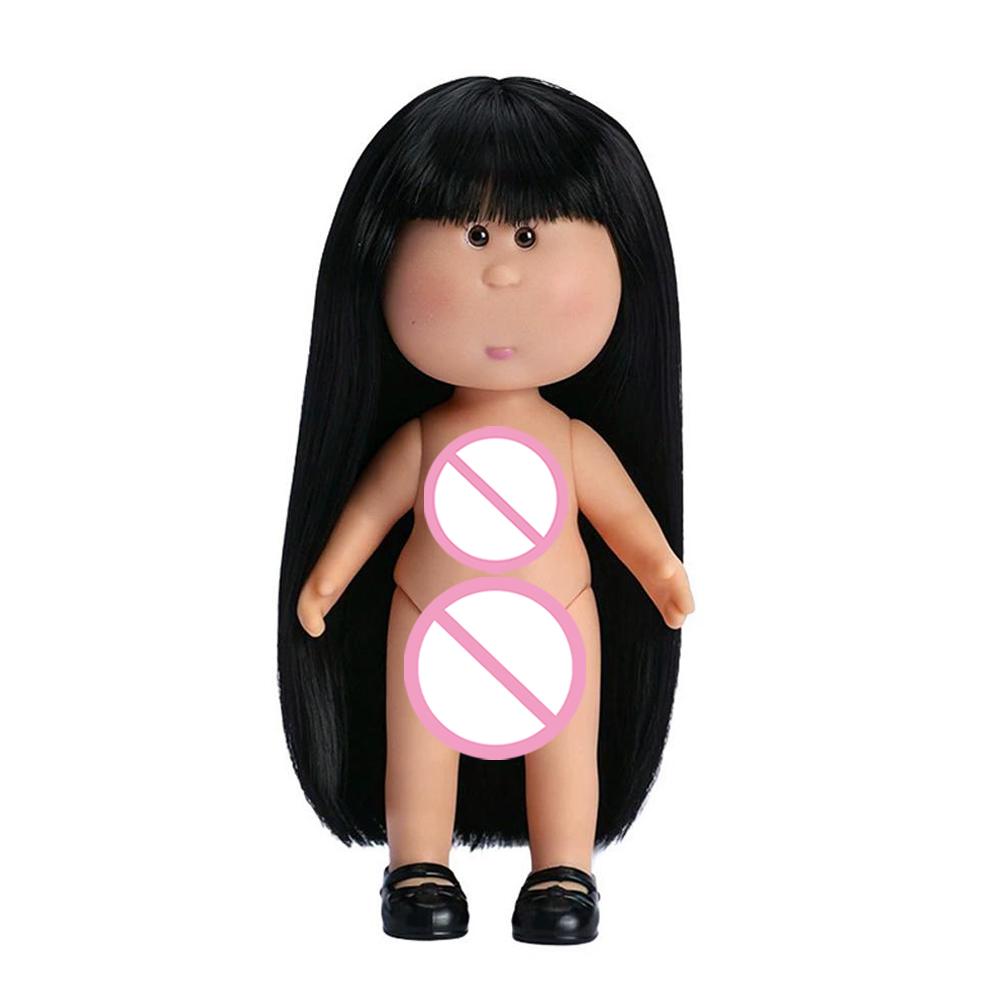 Girls Toy Curly Hair 14cm Bean Eye Vinyl Doll Dress Up Dark Skin Mia Potato Dolls Movable 14cm Action Figure Body Children Gift