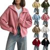Women's Cardigan Sweater with Notched Collar, Oversized Loose Fit Color Knit Sweater for Fall Winter