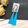 Retro parrot colored diamond fringed long stud earrings femininity versatile ethnic style fashion earrings bridal accessories