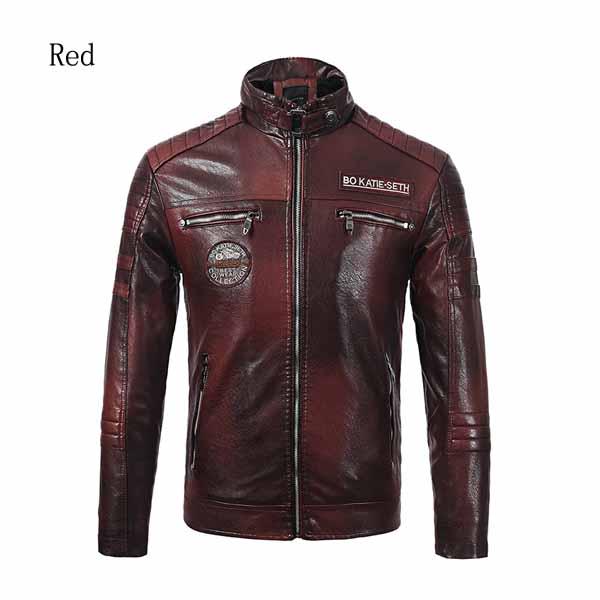 Buy Men's Pu Jacket European and American Motorcycle Clothing Plus Velvet Leather Jacket at