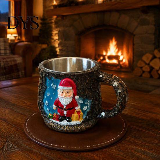 Dishwasher Safe Cup Christmas Themed Coffee Mug, 3D Santa Claus/Snowhouse/Reindeer/Socks/Christmas Tree/Snowman Design, Durable Heat Retaining
