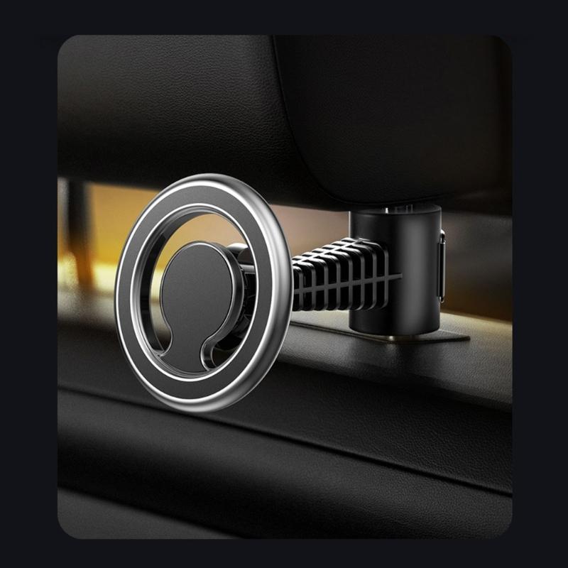Rotating Magnetic Car Phone Holder Rack for Back Seat Universal Headrest Mount Zinc Alloy Construction Easy Installation