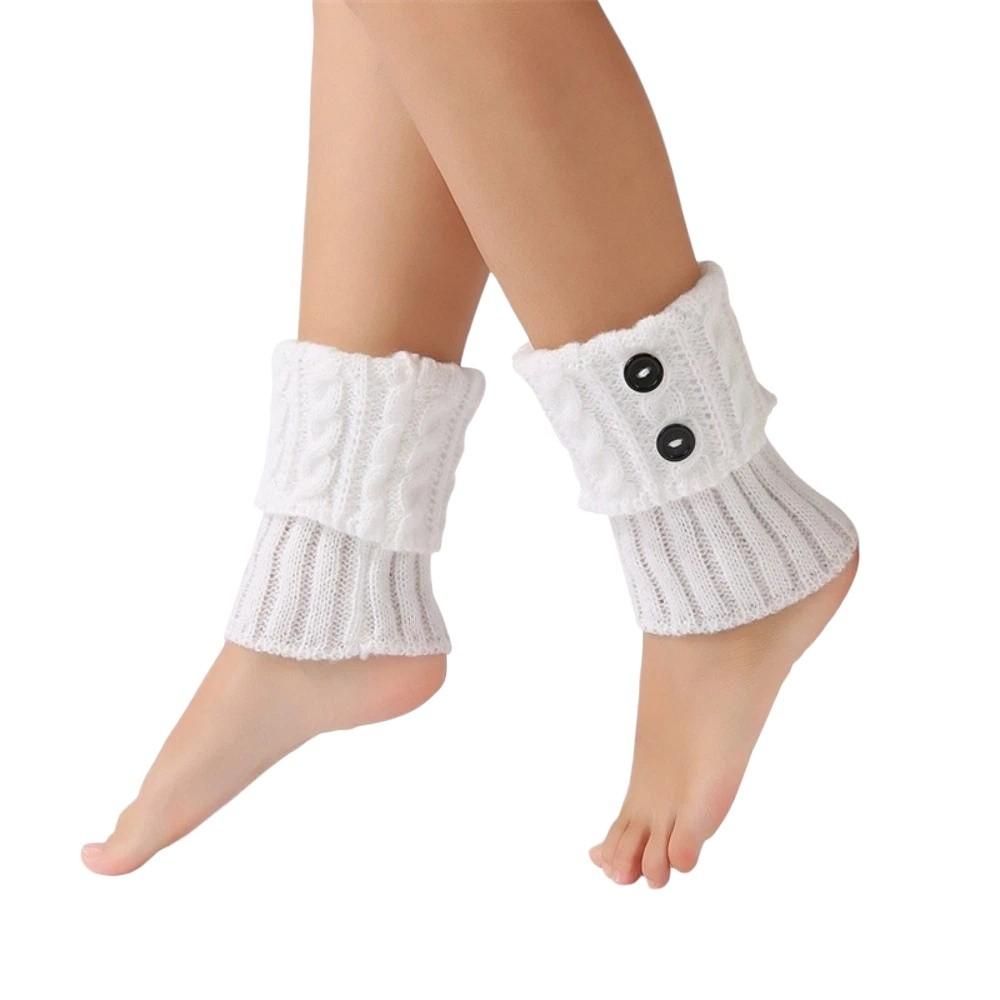 Foot Cover Leg Warmers Crochet Knitted Turned-up Button Socks Fashion Boot Sock Sleeves  Women