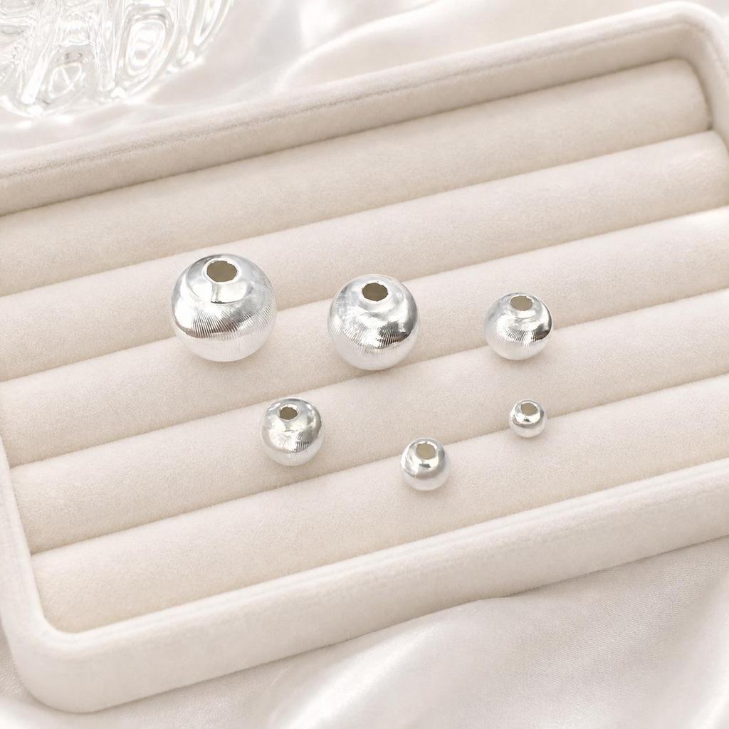 999 Sterling Silver Brushed Cat's Eye Spacer Beads, Multiple Sizes, Crushed Silver Bead Bracelet, DIY Accessories.