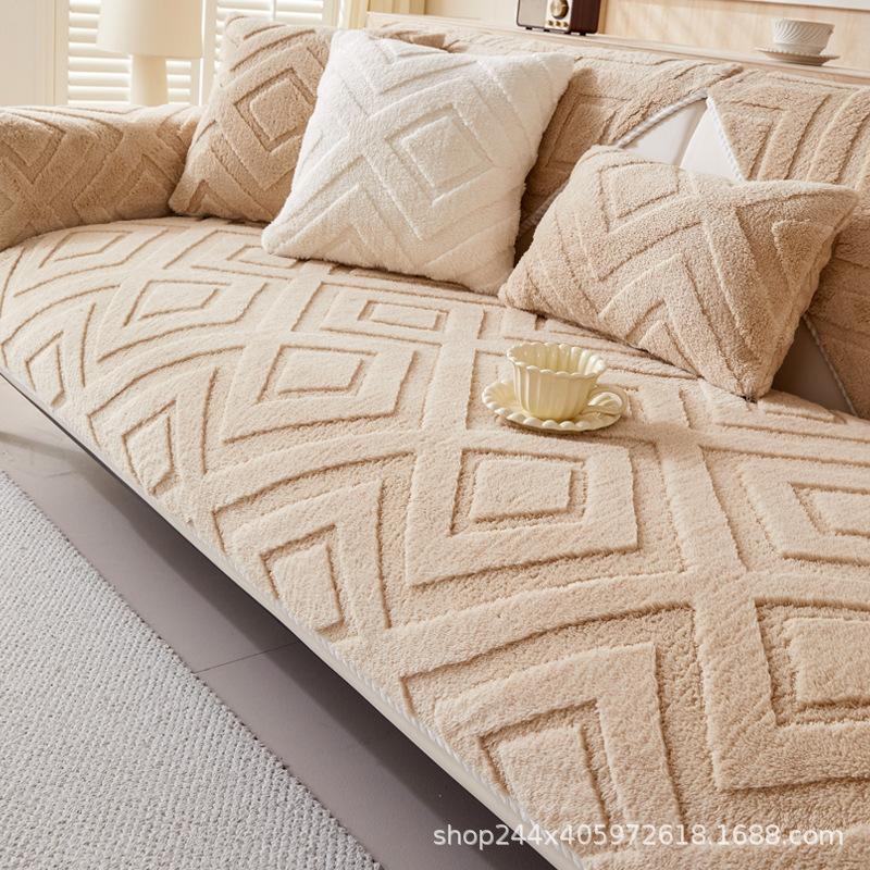 

Shu Cotton Lint Sofa Cushion New Autumn And Winter Non-Slip Seat Cushion Modern Simple Thickened Sofa Cover Cover Cloth 70*70cm