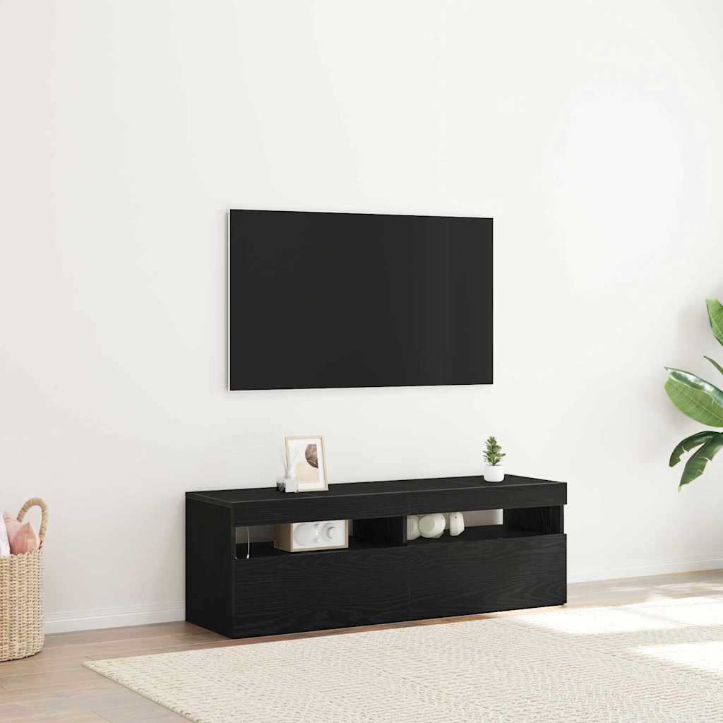 TV Cabinet in Black Oak Look 120 x 35 x 40 cm Engineered Wood