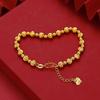 Lucky Gold Cat's Eye Bracelet Matte Finish Traditional Women's Laser Brushed Bead Bracelet Intertwined Pattern Alloy