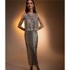 European And American Sequin Vest With Beaded Long Dress Elegant Sexy Versatile Party Dress Set For Women