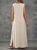 2026 Sleeveless V-Neck Solid Color Two-Piece Slit Dress for Women