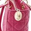 Dior Lady Dior Medium Handbag Canage Pink Lambskin Women Used