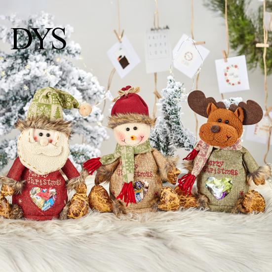Christmas Tabletop Decorations Gift Bags with Zipper for Holiday Party Favors And Stocking Stuffers, Candy Storage Containers Cute Bag, Santa/Reindeer
