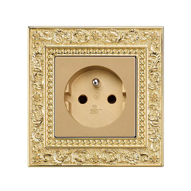 Luxury Vintage Push Button Switch 1/2/3/Gang 2Way,EU France Standard Copper Wall socket,Universal Light Home Switch Power Outlet