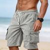 Men's Casual Outdoor Cargo Shorts Elastic Waistband Drawstring Utility Pockets Lightweight Durable Workwear Bottoms
