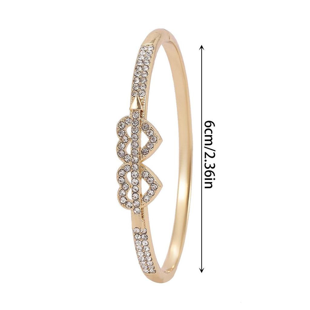 Love Heart Rhinestone Bangle: Korean Simple Fashion Versatile Personalized Jewelry for Women