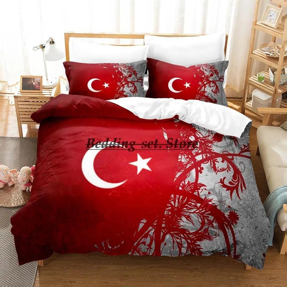 Turkey Flag Bedding Set Single Twin Full Queen King Size Bed Set Aldult Kid Bedroom Duvetcover Sets 3D Print Anime Bed Sheet Set