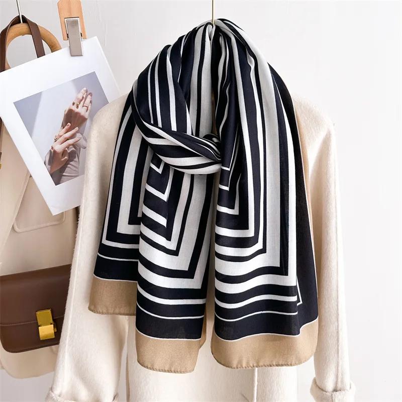 Designer Scarves Women Scarf Classical Print Lady Shawls Cotton Feeling Soft Oversize Hijabs Neck Headband Foulard Muslim