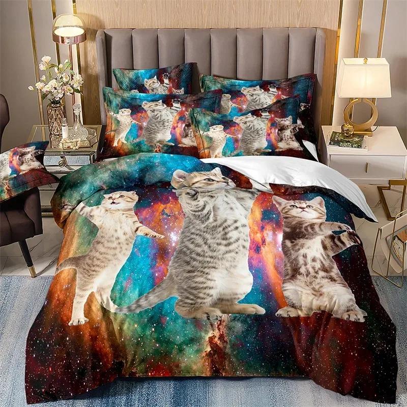 cat bedding set kids bedroom cute duvet cover pillowcase boy girl bedding single double bed king size duvet cover gift