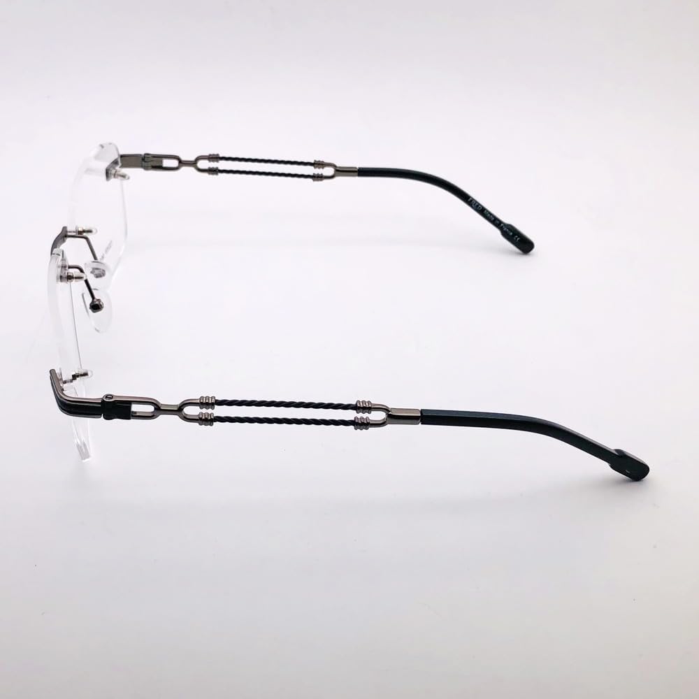 RSINC Rimless Frame | Spectacle Eyeglass Metal Cup For Men & Women for Fashion  TS250 56-16-143 C2 BR 3 (Gun Black) FR Gun Black TS250 C5 | BR 3