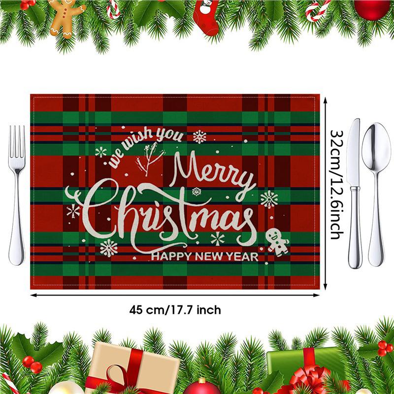 Christmas Cotton Linen Placemats - Heat Insulation Mats for Dining Table