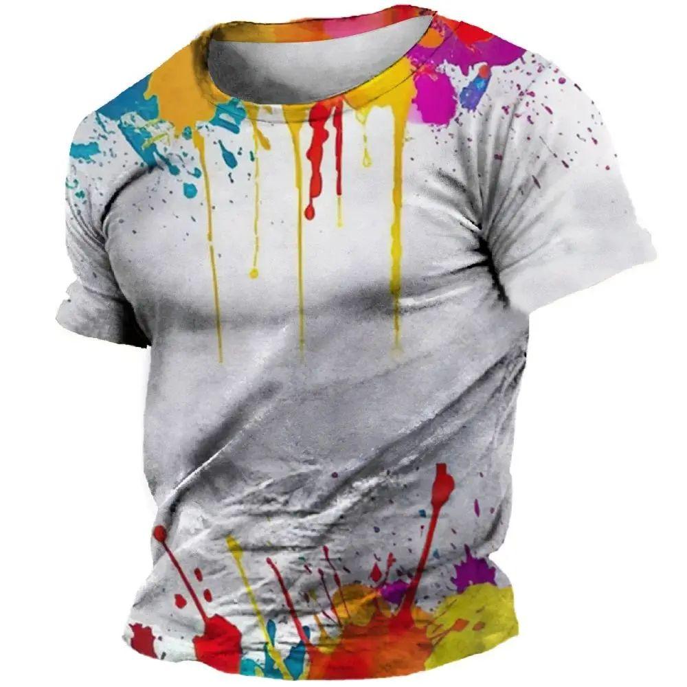 

New Summer Men Graffiti Fun Personality 3d Printing Cool Street Loose Fashion O Collar Short Sleeve Comfortable Plus Size Top 6XL