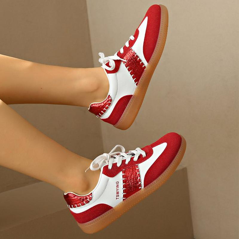 Fashion Letter Print Sports Shoes Woman Spring Autumn Fashion Mixed Color Sneakers Women Plus Size 44 Lace Up Comfortable Flats Mujer