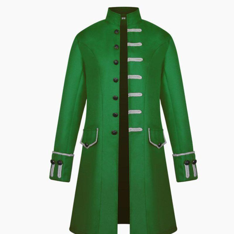 Export Fashion Men's Overcoat Medieval Costume Solid Color Fashion Steampunk Retro Men's Uniforms.