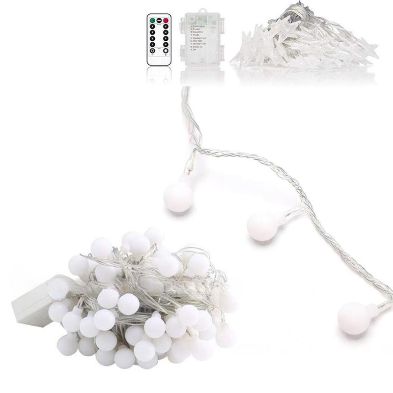 

33-футовые светодиодные гирлянды, гирлянды на батарейках, водонепроницаемые мерцающие огни IP44 для спальни