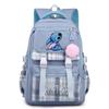 Cute Girl Backpack For School With Stitch Print And Checkered Patchwork Design For Middle School Students