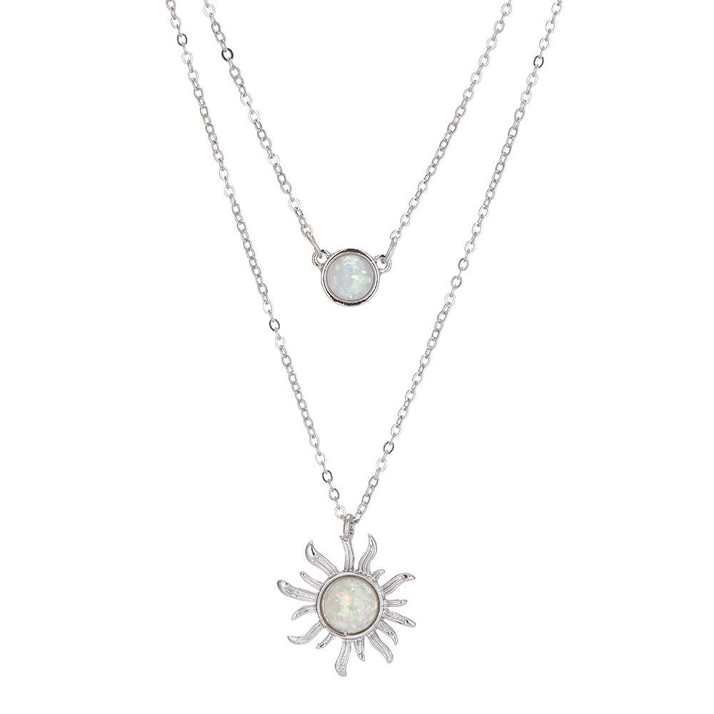 

Geometric Crafted Beautifully Double Layer Necklace For Women Perfect For Street Style серебряный