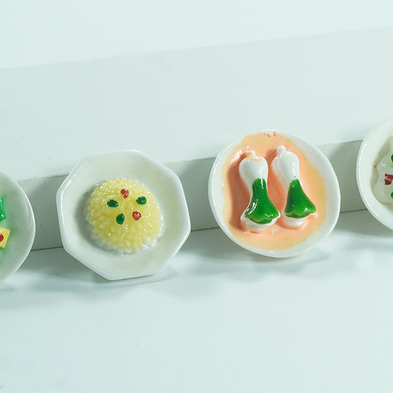 1 Stück Puppenhauszubehör Mini Dim Sum Platte DIY Miniaturlandschaft Feengarten Dekor Spielessen Ornamente