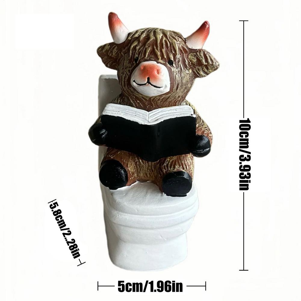 Hochlandkuh Dusche Badezimmer Figur Handwerk Harz Rinder Ornament Kleine Kuh Statue Dekorationen Geschenke Für Schlafzimmer Bücherregale