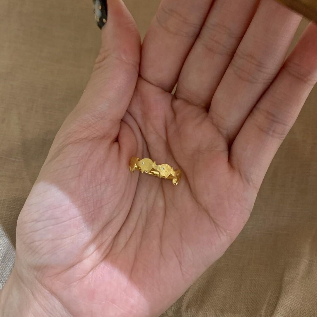 Xiaohongshu Vintage Elephant Ring with Diamonds, Gold Niche Design, Light Luxury, Exquisite & Versatile Adjustable