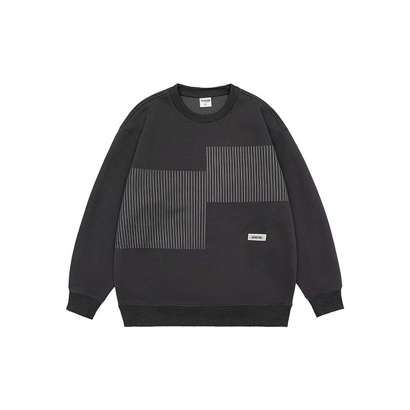 

Осенний модный фирменный дизайн Sense Полосатый тяжелый мужской свитер в американском стиле с круглым вырезом и свободной внутренней отделкой 4XL темно-серого