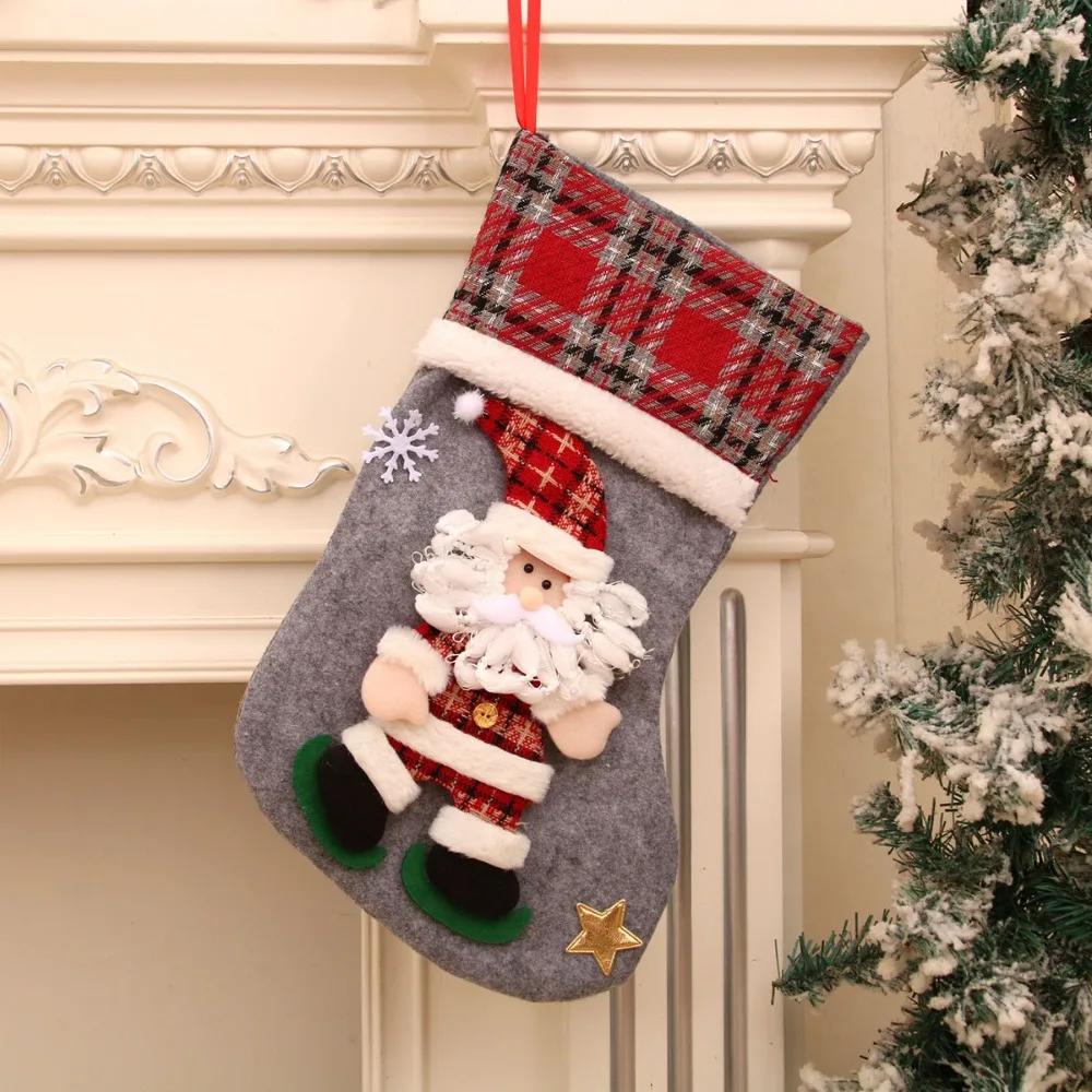 New Large 3D Doll Christmas Socks Festival Decorations Children's Gift Bags Candy Bags