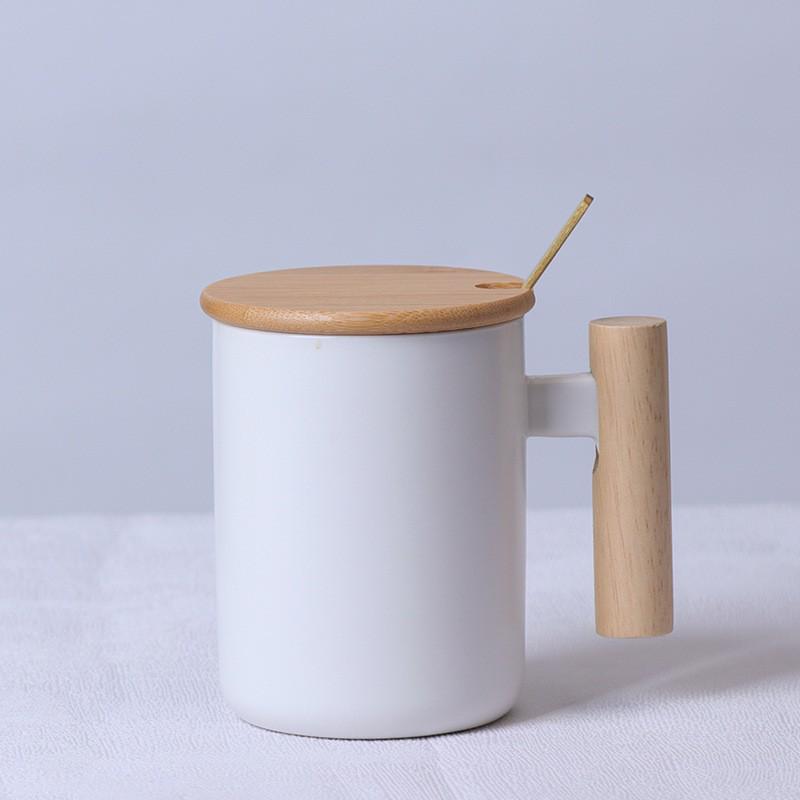Nordische Keramiktasse mit Holzgriff - Ideal für das Büro, für Kaffee oder als Geschenk