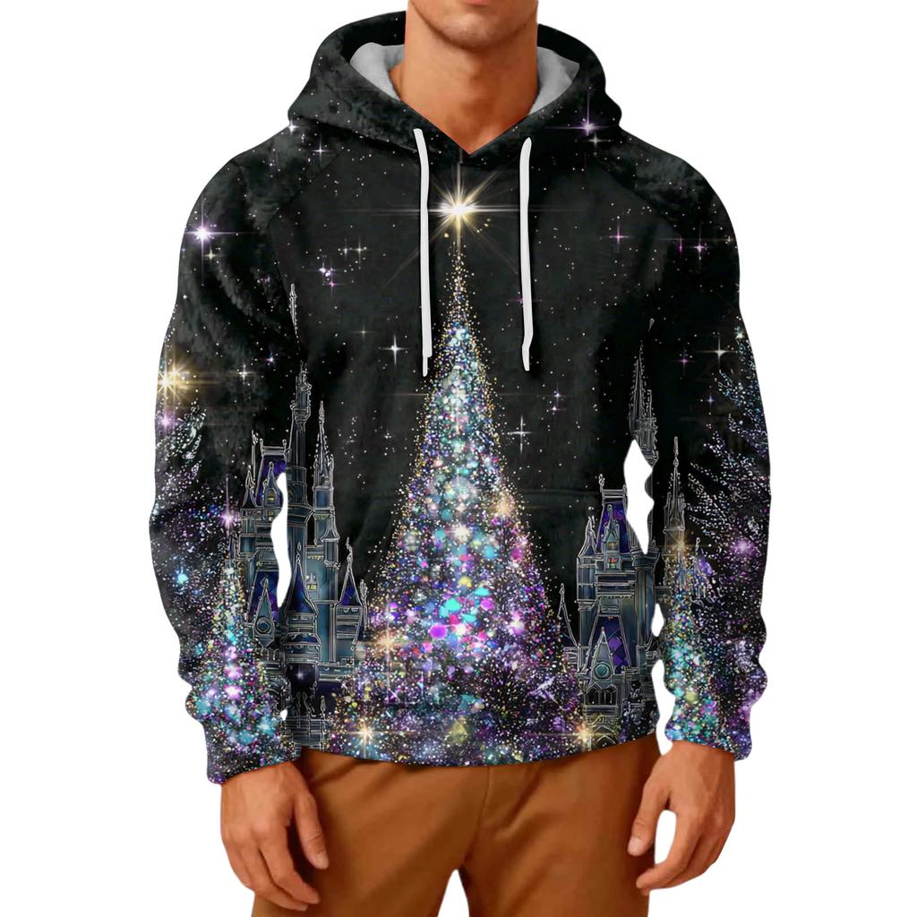 Men's Long-Sleeve Casual Flannel Hooded Sweatshirt