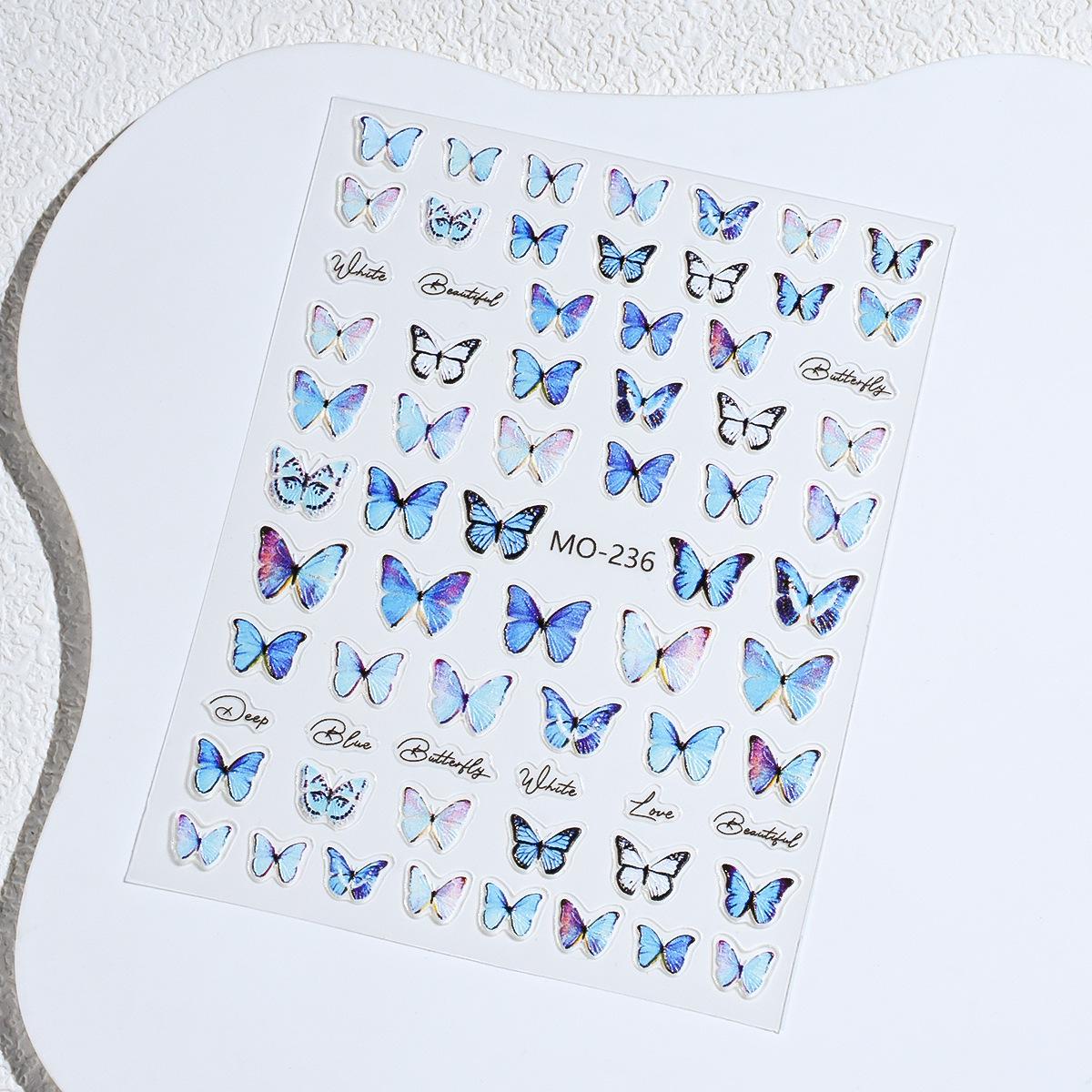 Taro Butterfly 3D Nail Stickers - Cute & Fresh Embossed Nail Decals