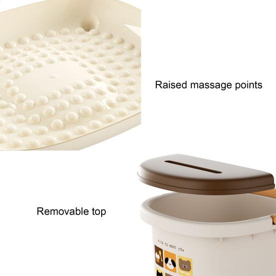 Foot Bath Bucket Large Capacity Storage Barrel with Lid Cartoon Design Moisture-Proof Dust-Proof Storage Bucket