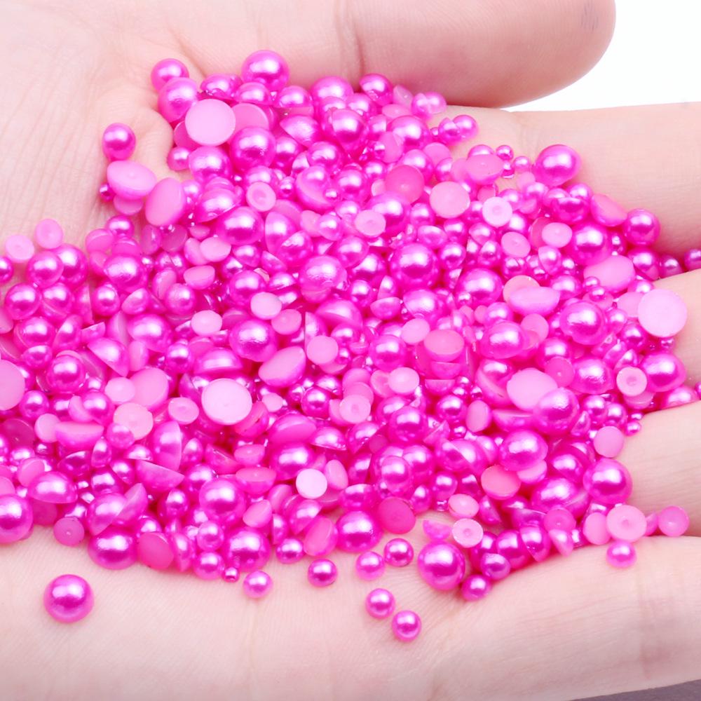 9mm Flat-back Half-round Pearl Beads - 100 Pcs for DIY Phone Case Decoration