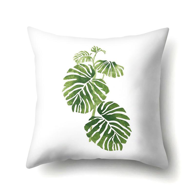 Polyester Pillowcase Nordic Ins Style Plant Flower Print Peach Leather Velvet Pillowcase Car Waist Cushion Cover