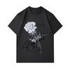 Men's 100% Cotton Crew Neck Short Sleeve T-Shirt, Elegant Rose Inspirational Slogan Print Casual Comfortable Daily Pullover Tee for Daily Wear