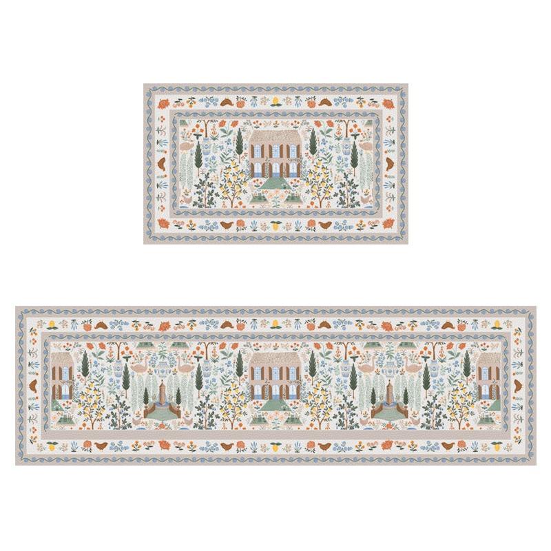 French Kitchen Floor Mat Leather Waterproof Oil-proof Foot Mats PVC Home Corridor Entrance Doormat Non-slip Dirt-resistant Rug