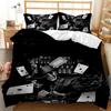 Skull Duvet Cover Set Rose Floral Twin Bedding Set Printed Valentine's Day Halloween Skull Gothic Skeleton Polyester Qulit Cover