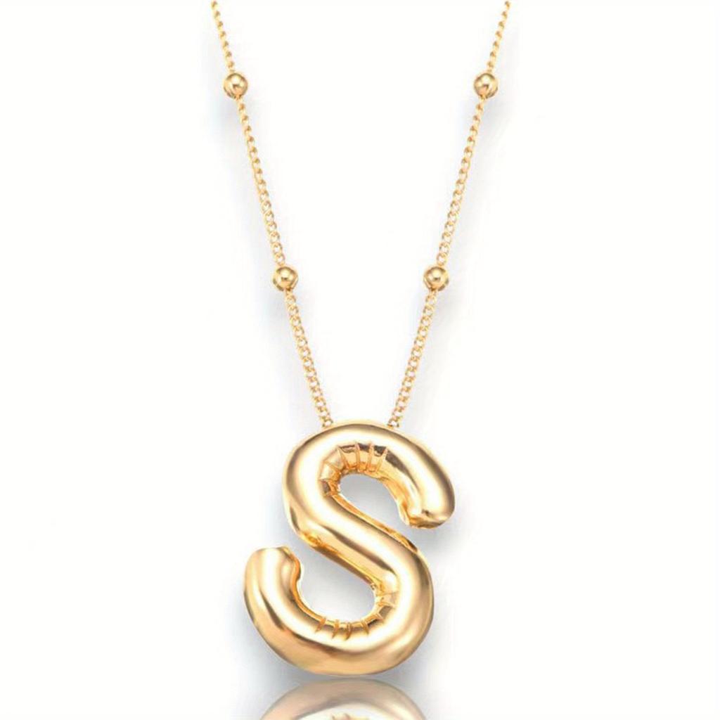 Glossy English Letter Copper Pendant Necklace Jewelry 26 Letter Special Gifts For Women