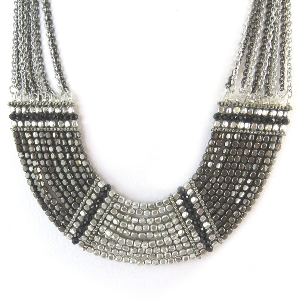 Les Trésors De Lily [N8143] - Silver Gray 'Cléopatra' Designer Necklace