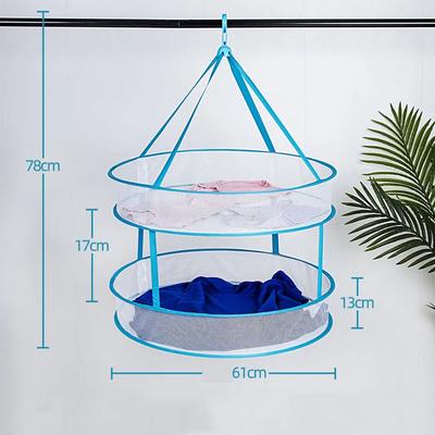 Single Layer Double Layer Windproof Drying Basket Foldable Large Capacity  Clothes Drying Net Dried Vegetables Net Bag
