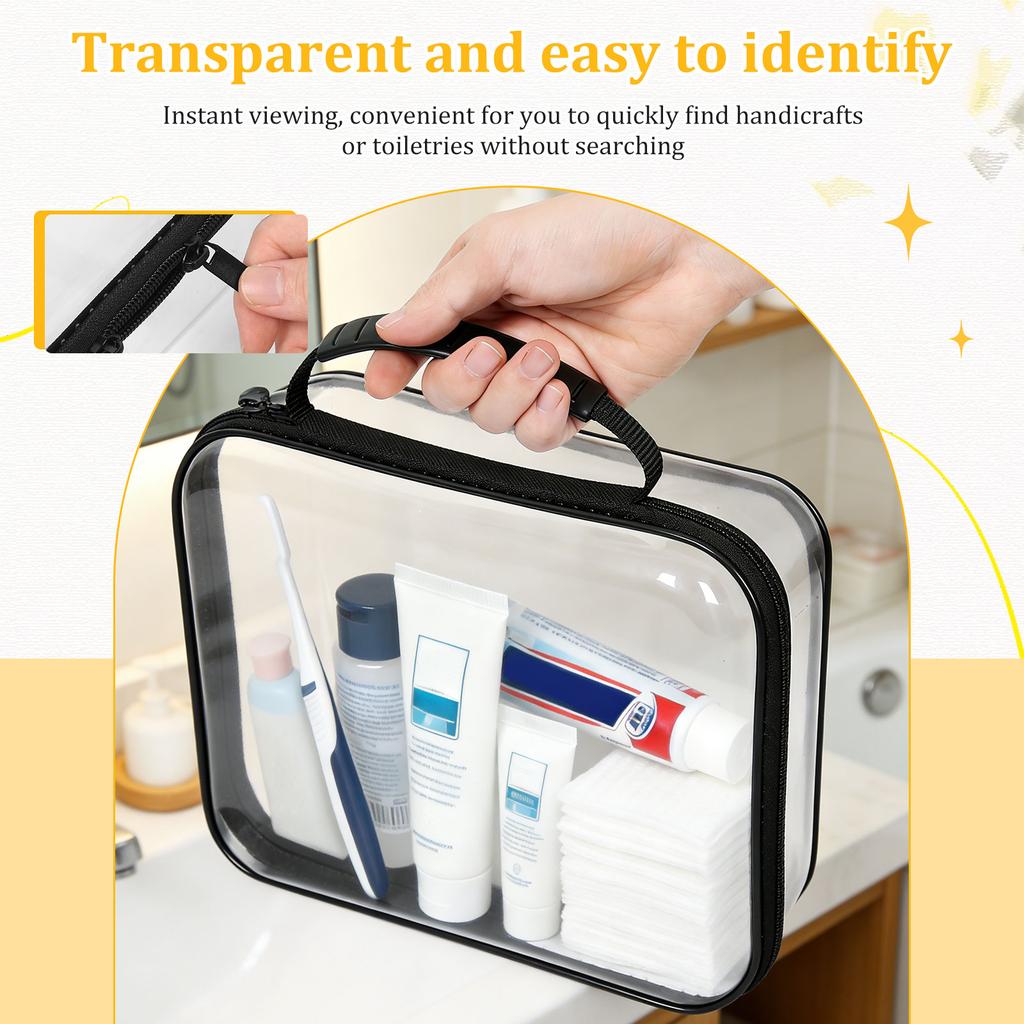 3Pcs Multi-Size Hard Storage Box Portable Clear Hard Shell Zipper Case Waterproof Makeup Storage Box Outdoor Tool Bag for Travel