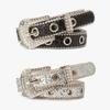 Women Belt Glitter Sequins Shiny Rhinestones Multi Holes Adjustable Length Waistband Imitation Leather Street Style Belt