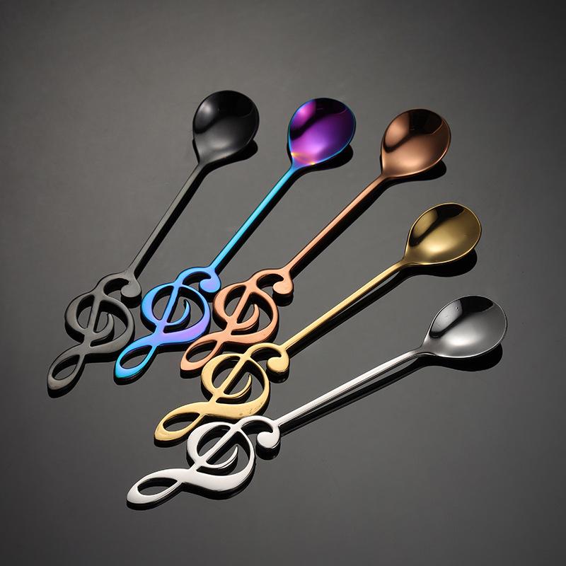 Cute Long Handle Spoons Stainless Steel Golden Coffee Spoon Dessert Ice Cream Spoon Kitchen Food Tableware Dinner Set Wedding