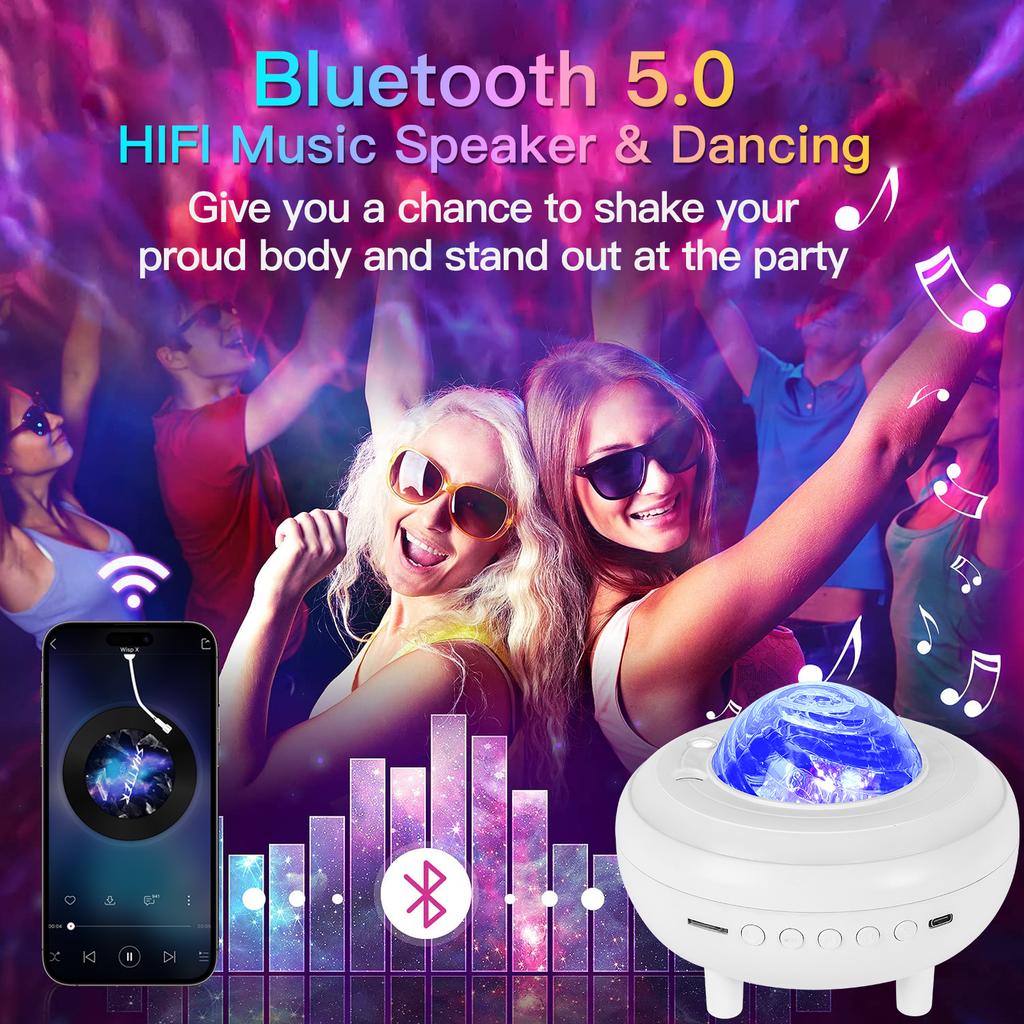 Starry Projector with Bluetooth Speaker Galaxy Night Light for Bedroom 360° Starry Sky & Nebula Projection Remote Control Gift